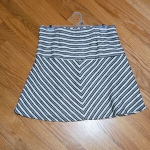 LOFT Black and White A-Line Mini Skirt